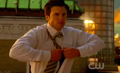 Smallville Animated Gif: Clark's classic reveal of his Superman costume as he springs into action.