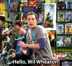 animated gif of of Big Bang Theory's Sheldon calling out Wil Wheaton